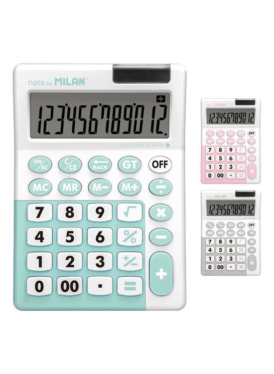 Copertă produs Calculator de birou antibacterian Milan +, 12 cifre, alb-turcoaz / alb-roz / alb-gri - gallery big 1