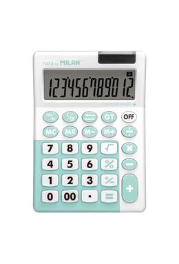 Copertă produs Calculator de birou antibacterian Milan +, 12 cifre, alb-turcoaz / alb-roz / alb-gri