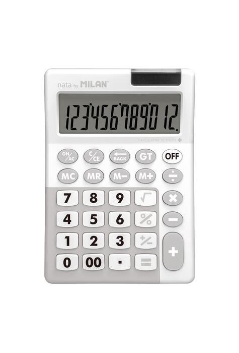 Calculator de birou antibacterian Milan +, 12 cifre, alb-turcoaz / alb-roz / alb-gri