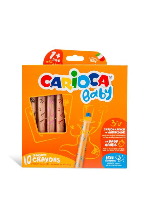Copertă produs Creioane colorate Carioca Baby Fabulous, 10 culori 3 &icirc;n 1 + ascuțitoare