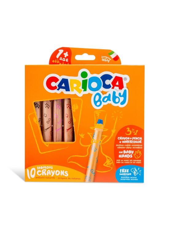 Copertă produs Creioane colorate Carioca Baby Fabulous, 10 culori 3 &icirc;n 1 + ascuțitoare - gallery big 1