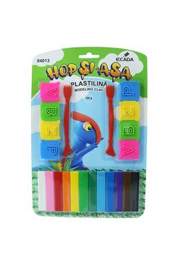 Copertă produs Plastilină + forme ECADA Hop Și-Așa, 12 culori, 100 g