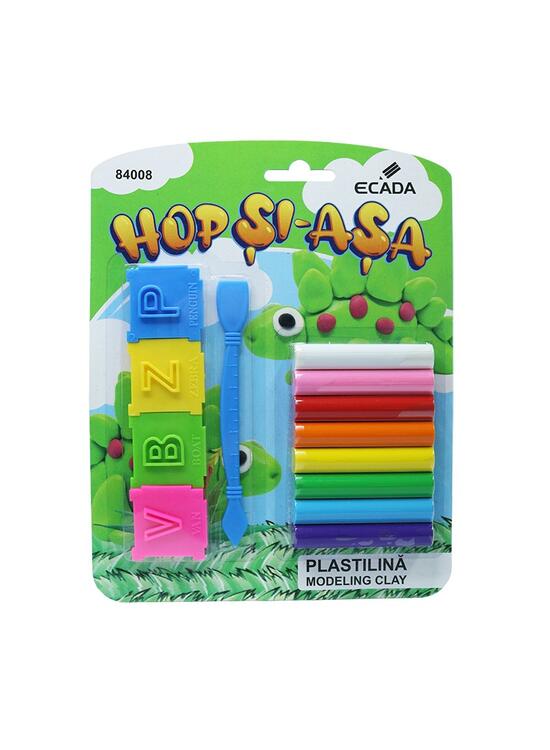 Copertă produs Plastilină + forme ECADA Hop Și-Așa, 8 culori, 100 g - gallery big 1