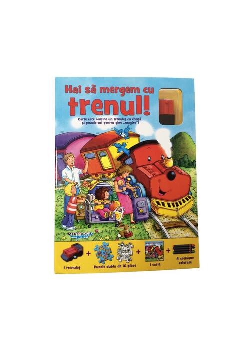 Copertă produs Puzzle Track. Hai să mergem cu trenul! (carte + puzzle magnetic + creioane colorate)