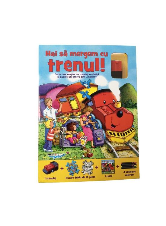 Copertă produs Puzzle Track. Hai să mergem cu trenul! (carte + puzzle magnetic + creioane colorate) - gallery big 1