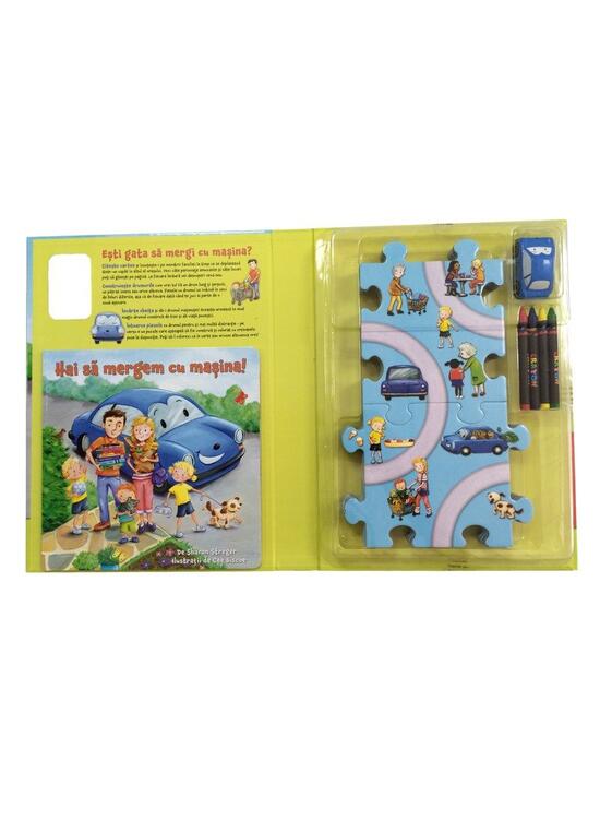 Copertă produs Puzzle Track. Hai să mergem cu mașina! (carte + puzzle magnetic + creioane colorate) - gallery big 2