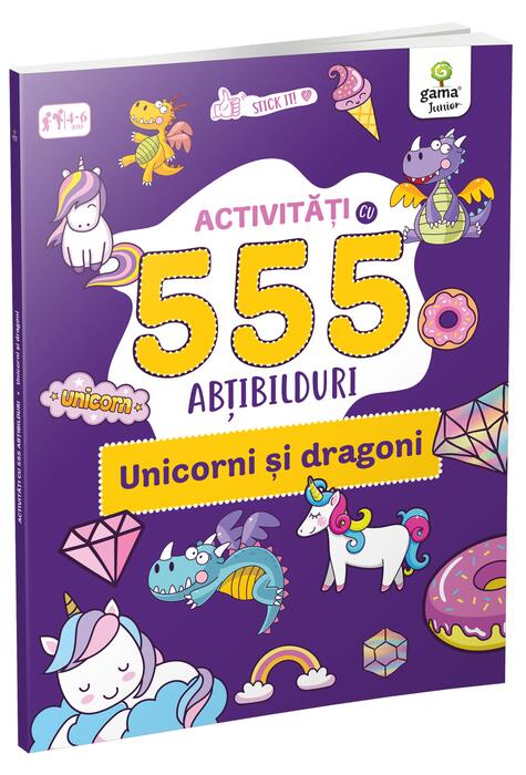 Copertă produs Activități cu 555 abțibilduri - Unicorni și dragoni. Stick it!