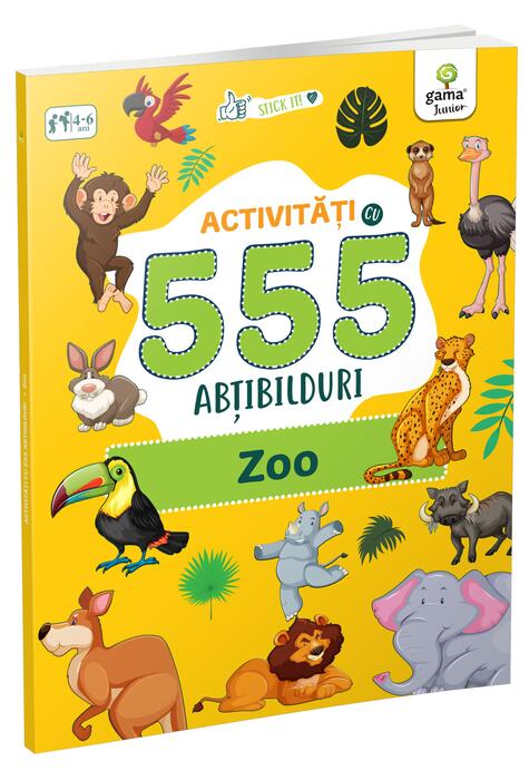 Copertă produs Activități cu 555 abțibilduri - Zoo. Stick it!