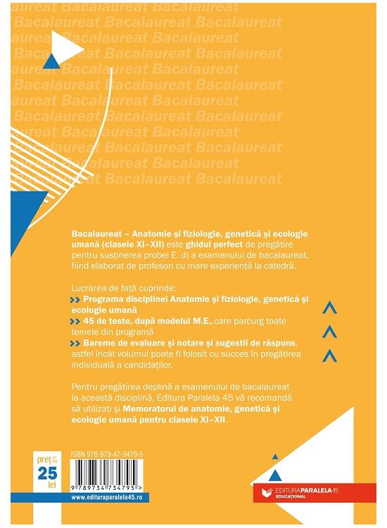 Copertă produs Bacalaureat. Anatomie și fiziologie, genetică și ecologie umană. Clasele XI-XII - Ediția a II-a - gallery big 2