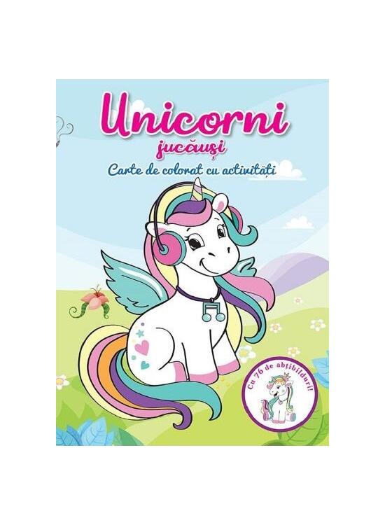 Copertă produs Unicorni jucăuși. Carte de colorat cu activități - gallery big 1