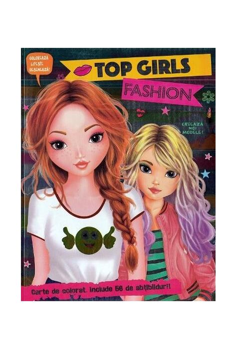 Copertă produs Top Girls Fashion. Carte de colorat cu abțibilduri