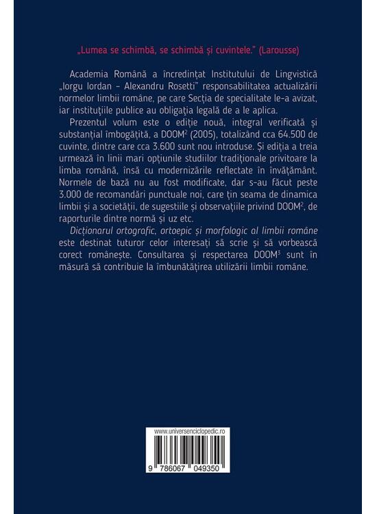 Copertă produs DOOM. Dicţionarul ortografic, ortoepic şi morfologic al limbii române - gallery big 2