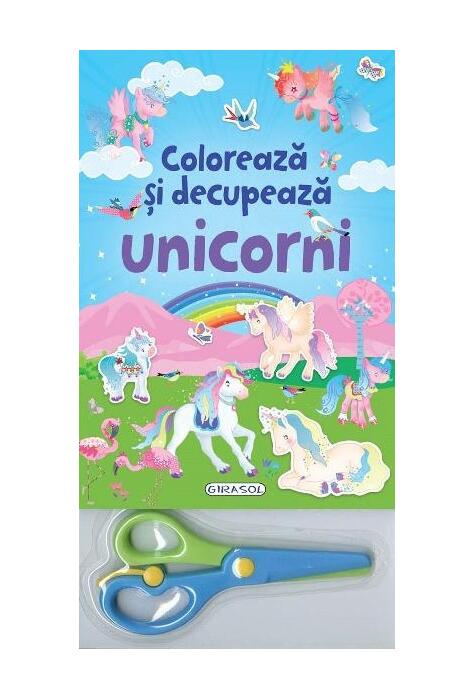 Copertă produs Colorează și decupează unicorni (albastru)