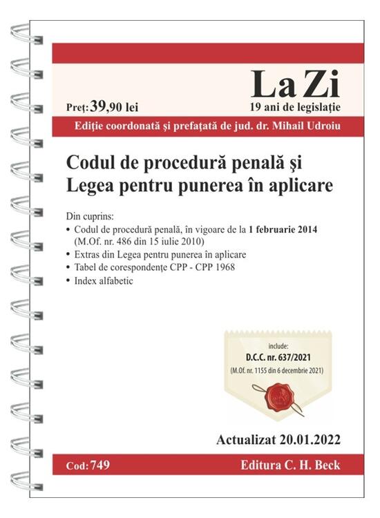 Copertă produs Codul de procedură penală şi Legea pentru punerea &icirc;n aplicare - gallery big 1