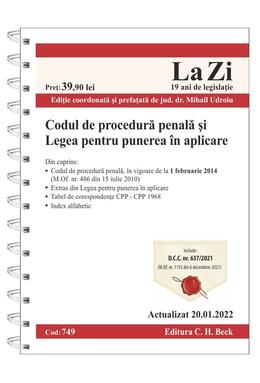 Copertă produs Codul de procedură penală şi Legea pentru punerea &icirc;n aplicare