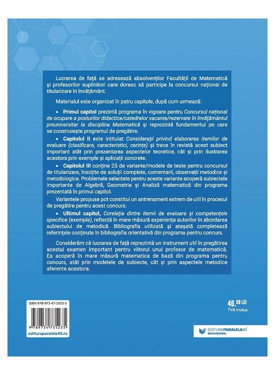 Copertă produs Concursul de titularizare. Matematică. Aspecte științifice și metodice - gallery big 2