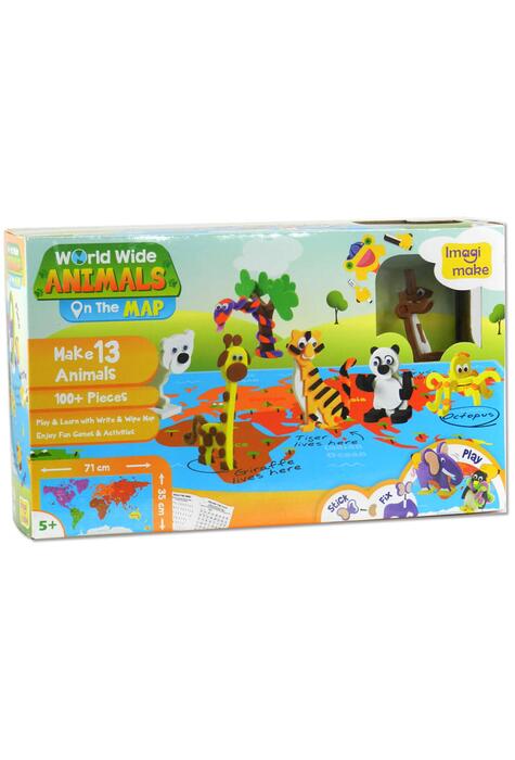 Copertă produs Hartă educativă + puzzle 3D cu animale din spumă EVA - World Wide - Animals on the Map