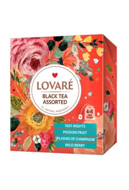 Copertă produs Cutie cu 32 pliculețe de ceai negru asortat Lovar&eacute; (4 arome x 8 pliculețe): 1001 Nights, Passion Fruit, Splashes of Champagne, Wild Berry 32 g