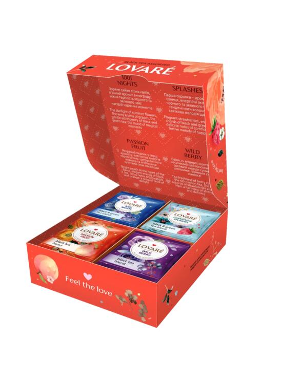 Copertă produs Cutie cu 32 pliculețe de ceai negru asortat Lovar&eacute; (4 arome x 8 pliculețe): 1001 Nights, Passion Fruit, Splashes of Champagne, Wild Berry 32 g - gallery big 1