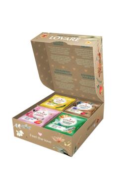 Copertă produs Cutie cu 32 pliculețe de ceai verde asortat Lovar&eacute; (4 arome x 8 pliculețe): Golden Mango, Cleopatra&rsquo;s Night, Strawberry Marshmallow, Bahamian Soursop 32 g