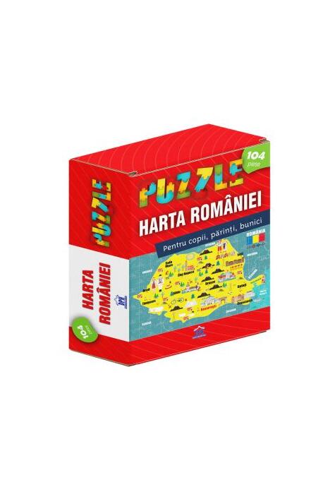 Copertă produs Harta Rom&acirc;niei - Puzzle (104 piese, A3)
