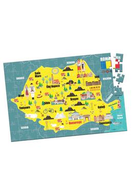 Copertă produs Harta Rom&acirc;niei - Puzzle (104 piese, A3)