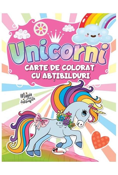 Copertă produs Unicorni. Carte de colorat cu abțibilduri