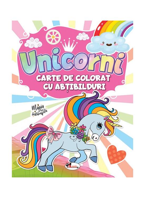 Copertă produs Unicorni. Carte de colorat cu abțibilduri - gallery big 1