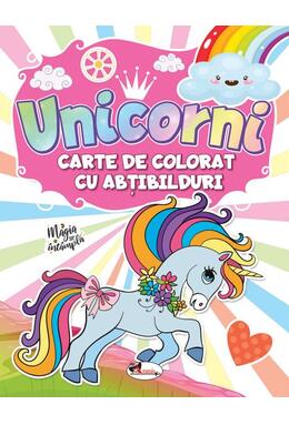 Copertă produs Unicorni. Carte de colorat cu abțibilduri