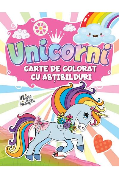 Unicorni. Carte de colorat cu abțibilduri