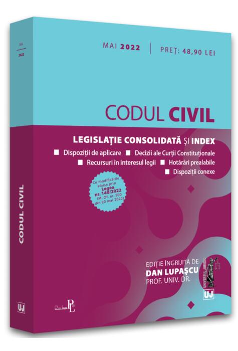 Copertă produs Codul civil. Legislație consolidată și index (mai 2022)