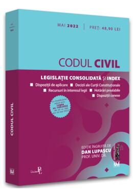 Copertă produs Codul civil. Legislație consolidată și index (mai 2022)
