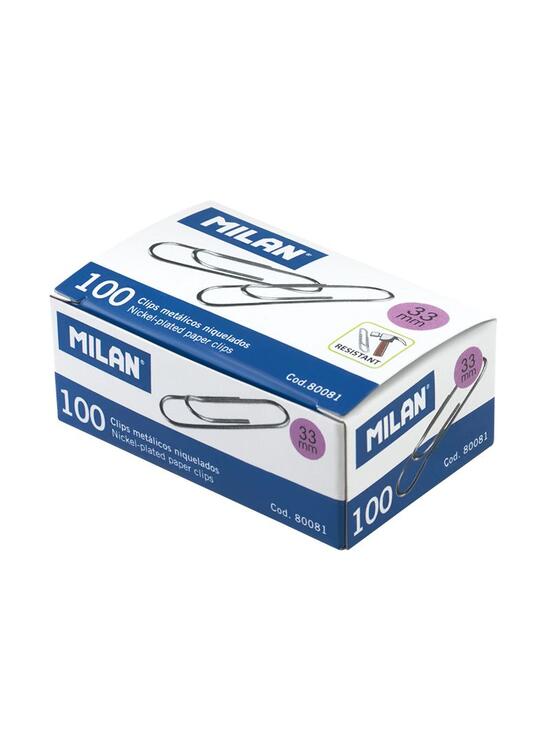 Copertă produs Cutie 100 agrafe nichelate Milan 33 mm - gallery big 1