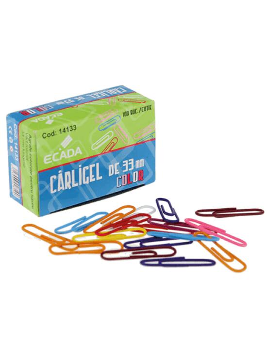 Copertă produs Set 100 agrafe metalice ECADA, 33 mm, Multicolor - gallery big 1