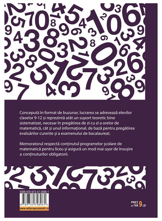 Copertă produs Memorator de matematică pentru clasele IX-XII - gallery big 2
