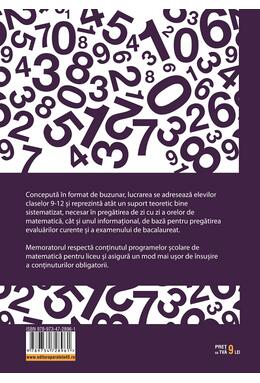 Copertă produs Memorator de matematică pentru clasele IX-XII