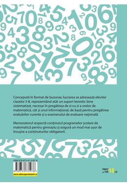 Copertă produs Memorator de matematică pentru clasele V-VIII