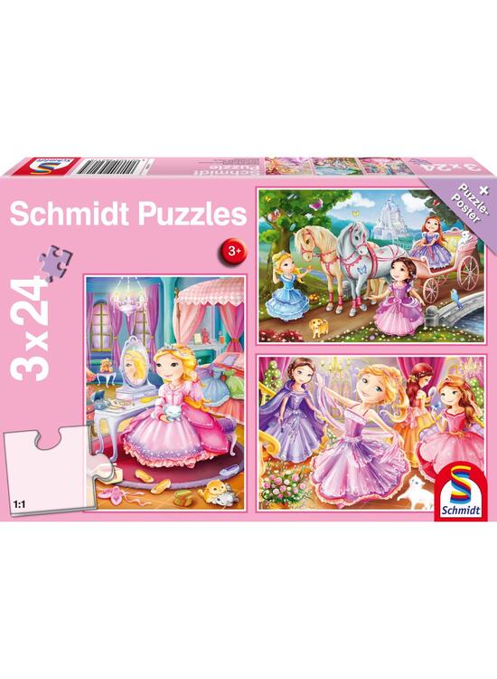 Copertă produs Puzzle Schmidt: Prințese din basme, set de 3 puzzle-uri x 24 piese + cadou: poster - gallery big 1
