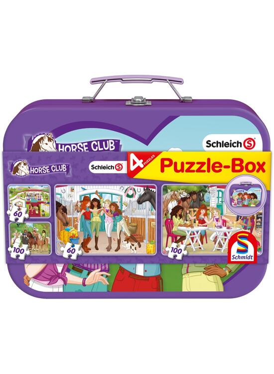 Copertă produs Puzzle-Box Schmidt: Schleich - Horse Club, set de 2 puzzle-uri x 100 piese și 2 puzzle-uri x 60 piese + bonus: cufăr metalic - gallery big 1
