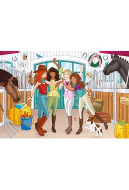 Copertă produs Puzzle-Box Schmidt: Schleich - Horse Club, set de 2 puzzle-uri x 100 piese și 2 puzzle-uri x 60 piese + bonus: cufăr metalic