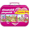 Copertă produs Puzzle-Box Schmidt: Playmobil roz, set de 2 puzzle-uri x 100 piese și 2 puzzle-uri x 60 piese + bonus: cufăr metalic - gallery small 