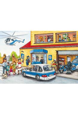 Copertă produs Puzzle Schmidt: Pompierii și poliția, set de 3 puzzle-uri x 24 piese + cadou: poster