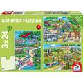 Copertă produs Puzzle Schmidt: O zi la grădina zoologică, set de 3 puzzle-uri x 24 piese + cadou: poster - gallery small 