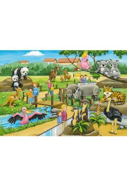 Copertă produs Puzzle Schmidt: O zi la grădina zoologică, set de 3 puzzle-uri x 24 piese + cadou: poster