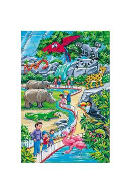 Copertă produs Puzzle Schmidt: O zi la grădina zoologică, set de 3 puzzle-uri x 24 piese + cadou: poster