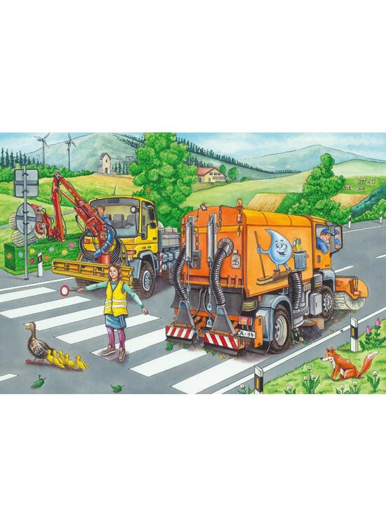 Copertă produs Puzzle Schmidt: Mașină gunoi, remorcher și măturator, set de 3 puzzle-uri x 24 piese + cadou: poster - gallery big 3