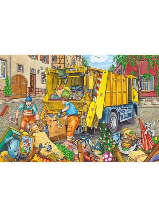 Copertă produs Puzzle Schmidt: Mașină gunoi, remorcher și măturator, set de 3 puzzle-uri x 24 piese + cadou: poster - gallery big 4