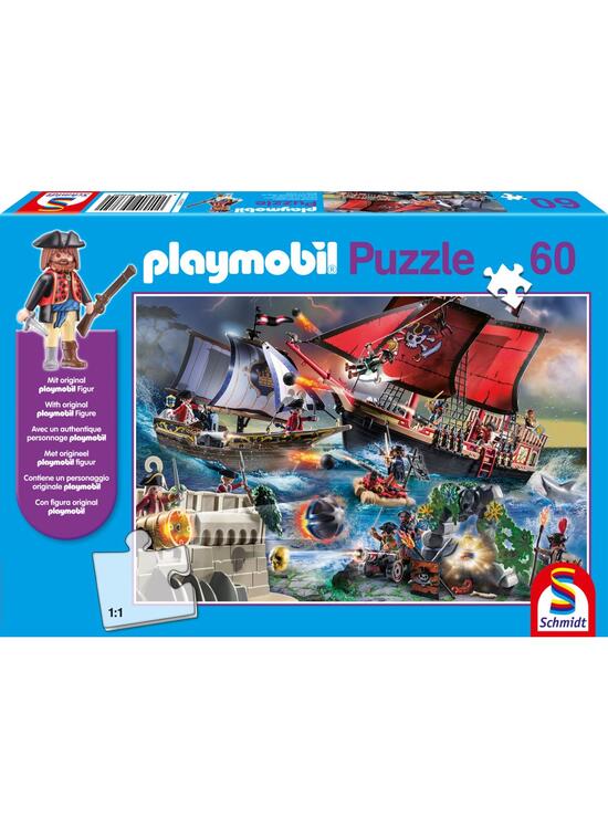 Copertă produs Puzzle Schmidt: Playmobil - Pirații, 60 piese + cadou: figurină Playmobil - gallery big 1