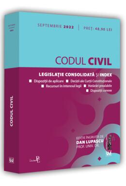 Copertă produs Codul civil. Legislație consolidată și index (septembrie 2022)