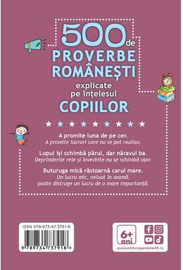 Copertă produs 500 de proverbe rom&acirc;nești explicate pe &icirc;nțelesul copiilor